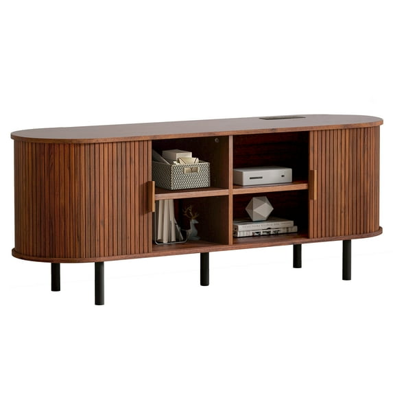 MARNUR 55" TV Stand for 60" TV, Wood Entertainment Center with Storage and Shelves