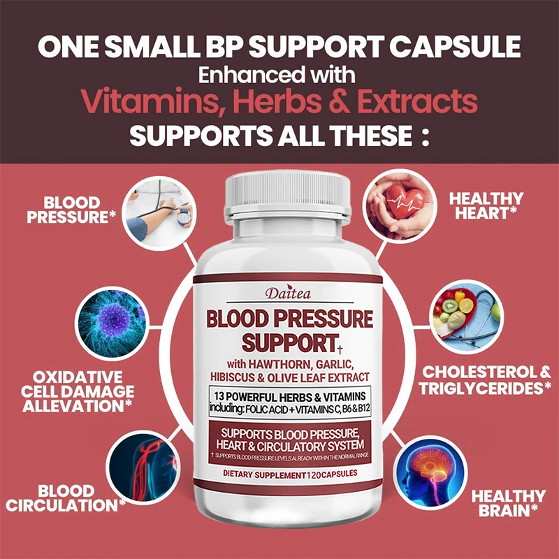 4-in-1 Blood Pressure & Bone Health Supplement – Calcium, Vitamin D3 + K2, Heart & Circulation Support for Men & Women