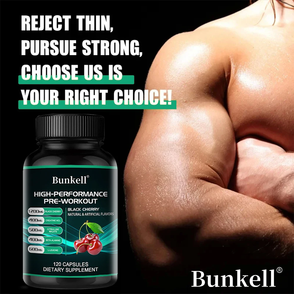 4-in-1 Pre-Workout Supplement – Creatine HCl, Beta-Alanine, Citrulline Malate & BCAAs for Energy, Strength & Endurance Boost