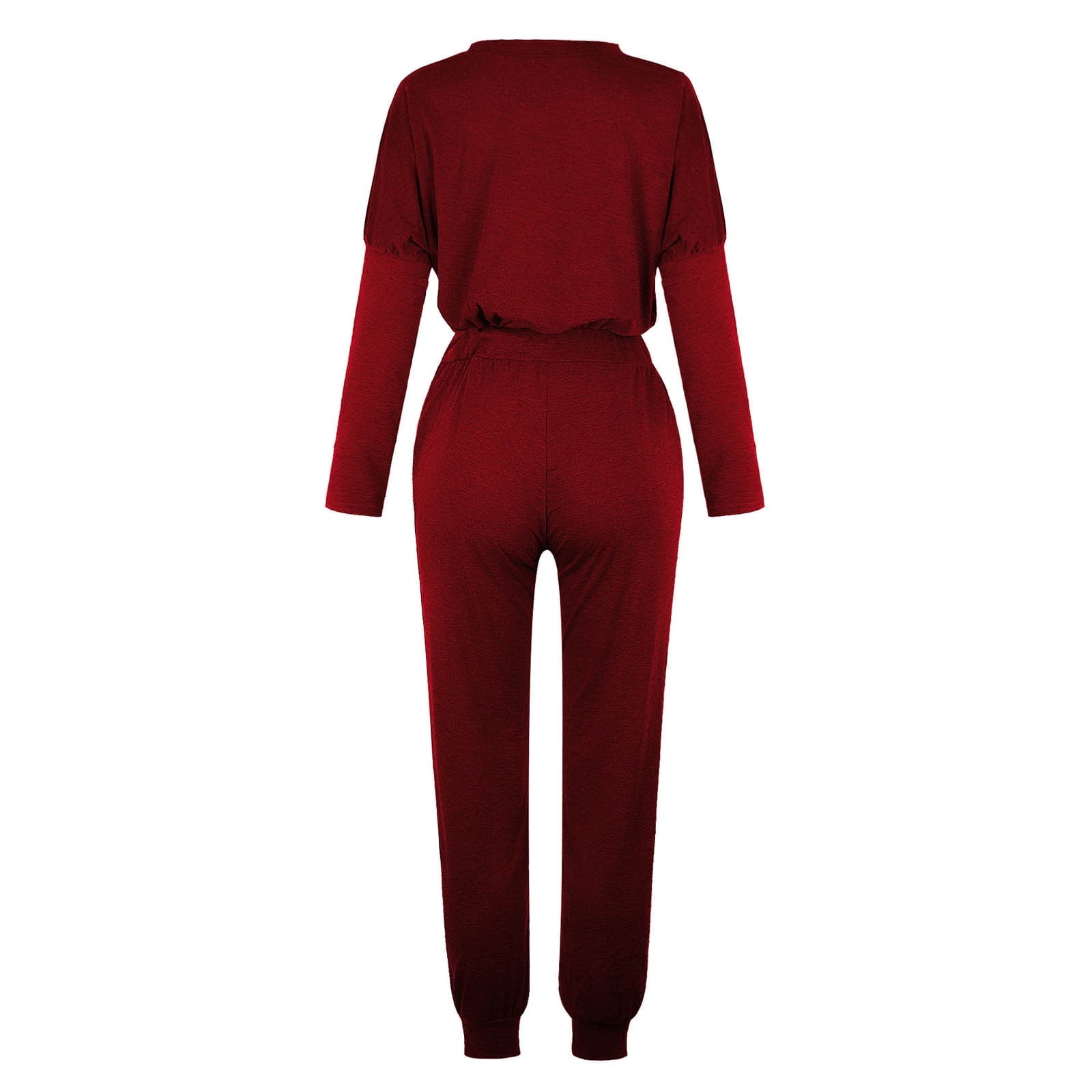 XWSHYW Lounge Sets for Women Plus Size Fashion Solid Color Drawstring Casual Top Pant Set Loose Fit Long Sleeve Crew Neck Pocket Tops Set Deals of The Week