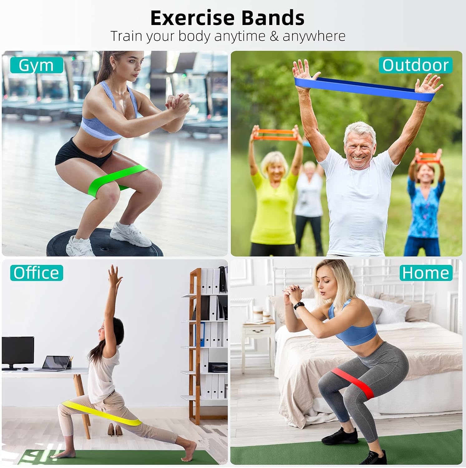 Resistance Bands for Working Out, Elastic Exercice Loop Bands for Physical Therapy, Yoga Starter Set of Stretch Bands for Booty Legs, Pilates Flexbands