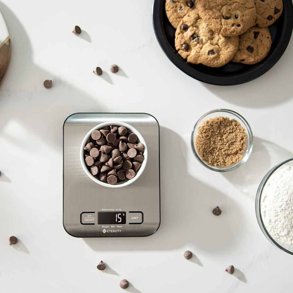 Etekcity Digital Kitchen Scale – Grams/Ounces, Stainless Steel, LCD, for Cooking & Meal Prep