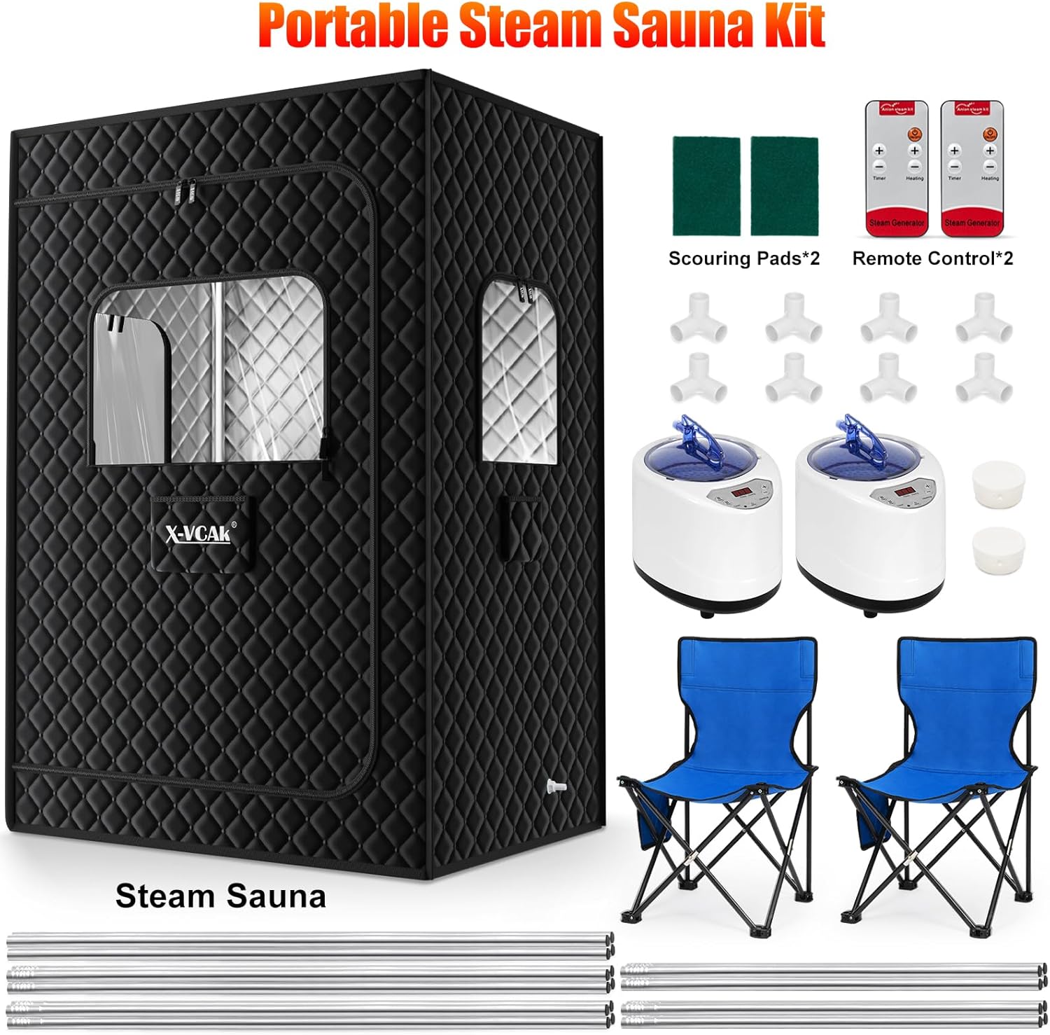 Portable Steam Sauna Tent with 2 Steamers