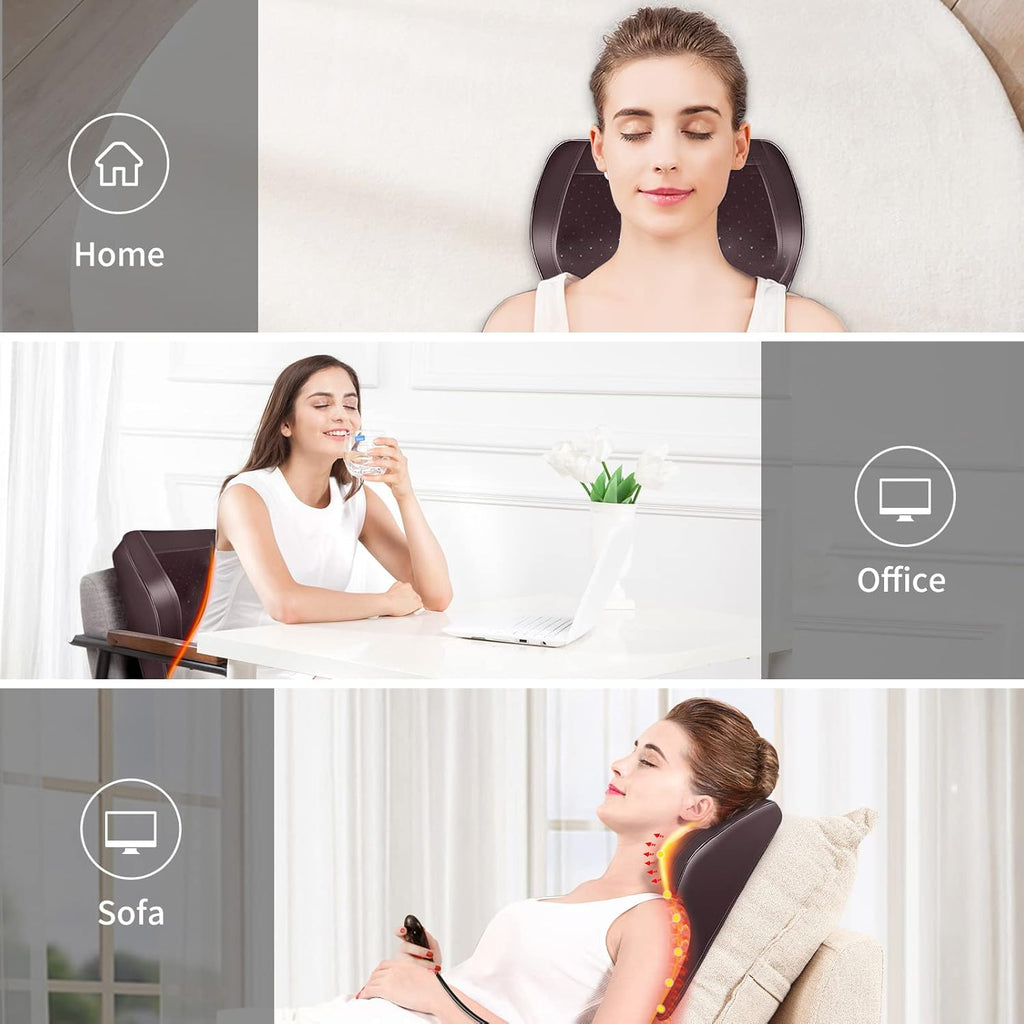Boriwat™ Deep-Relief Neck & Back Massager — Shiatsu Kneading Massage with Soothing Heat for Instant Comfort & Daily Stress Relief