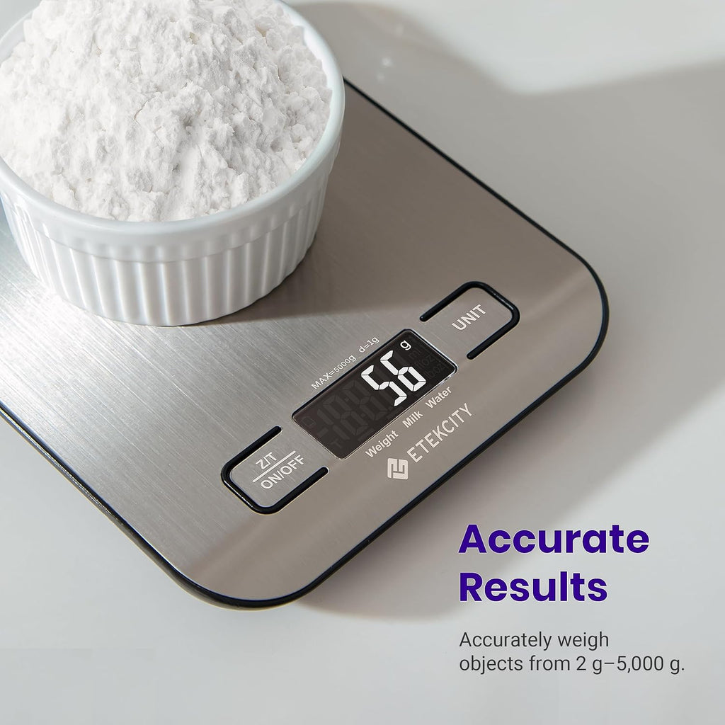 Etekcity Digital Kitchen Scale – Grams/Ounces, Stainless Steel, LCD, for Cooking & Meal Prep