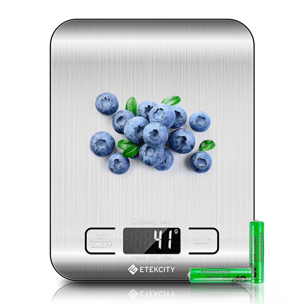 Etekcity Digital Kitchen Scale – Grams/Ounces, Stainless Steel, LCD, for Cooking & Meal Prep