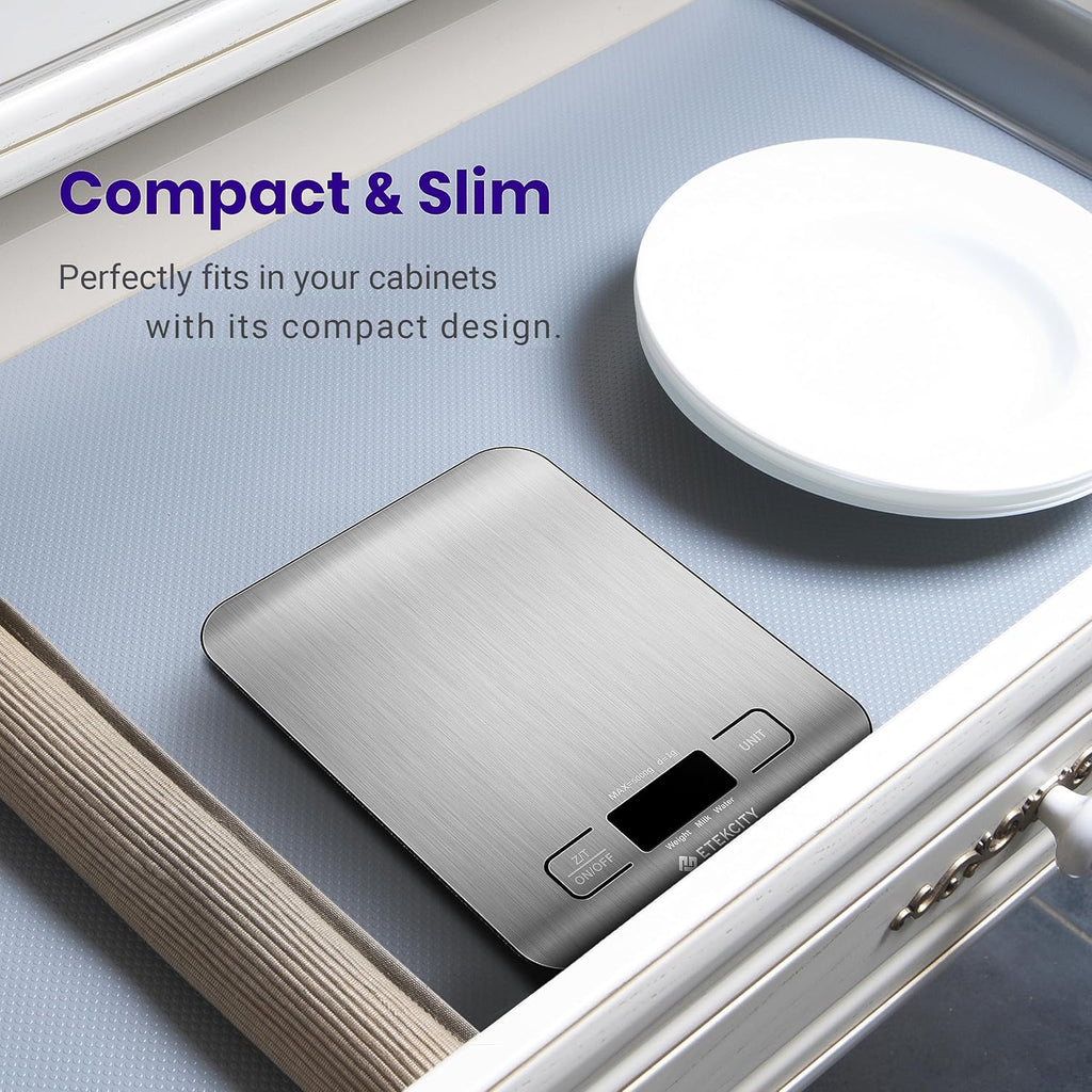 Etekcity Digital Kitchen Scale – Grams/Ounces, Stainless Steel, LCD, for Cooking & Meal Prep