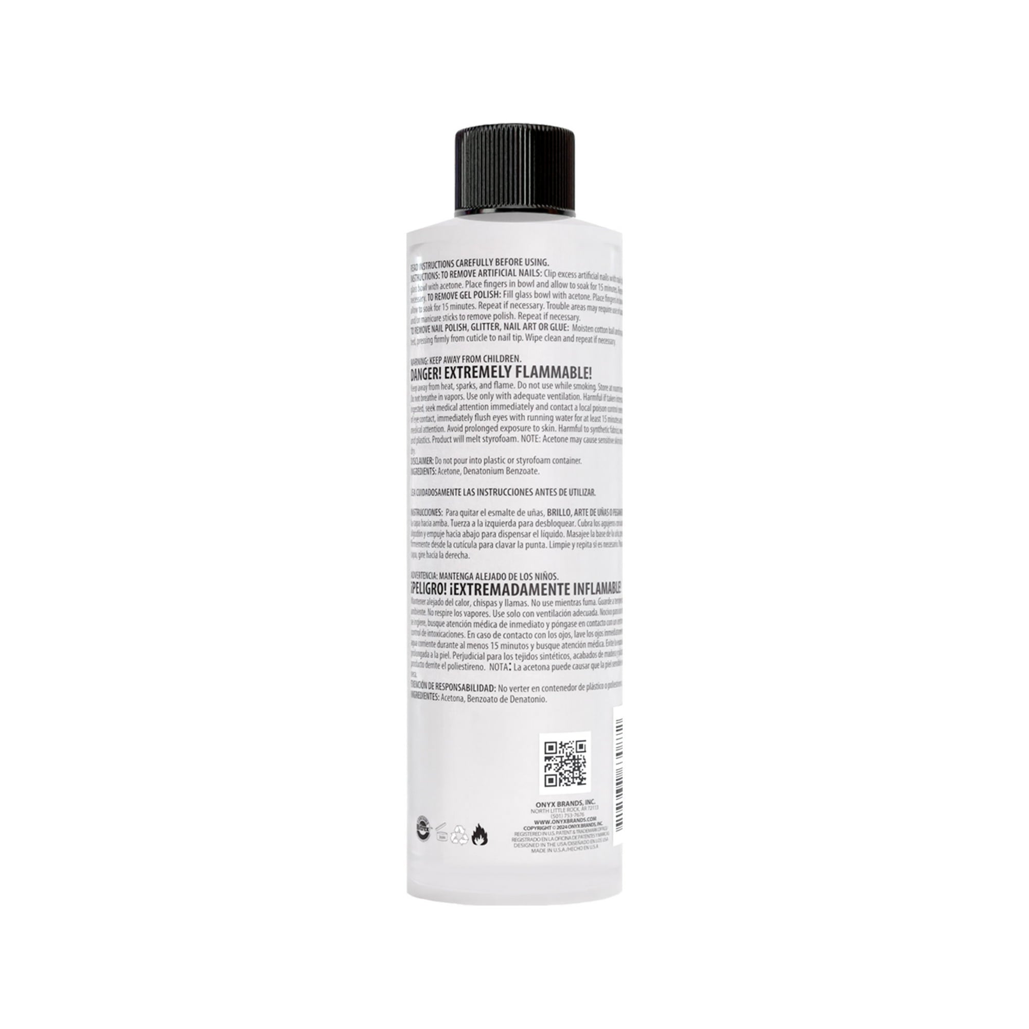 ONYX Professional 100% Pure Acetone Nail Polish Remover, 4 fl oz