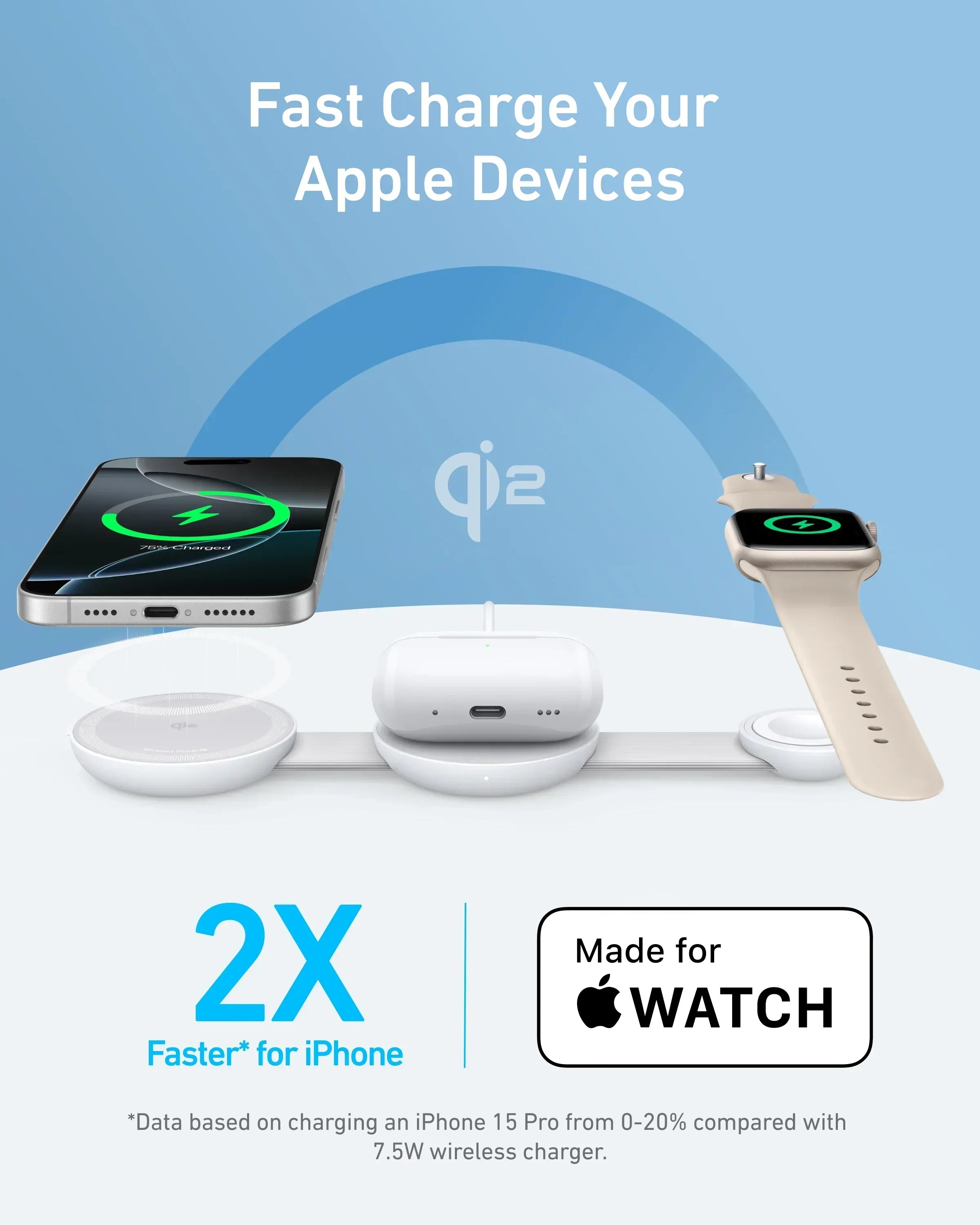 Anker MagGo Wireless Charging Station (3-in-1, Foldable Pad)