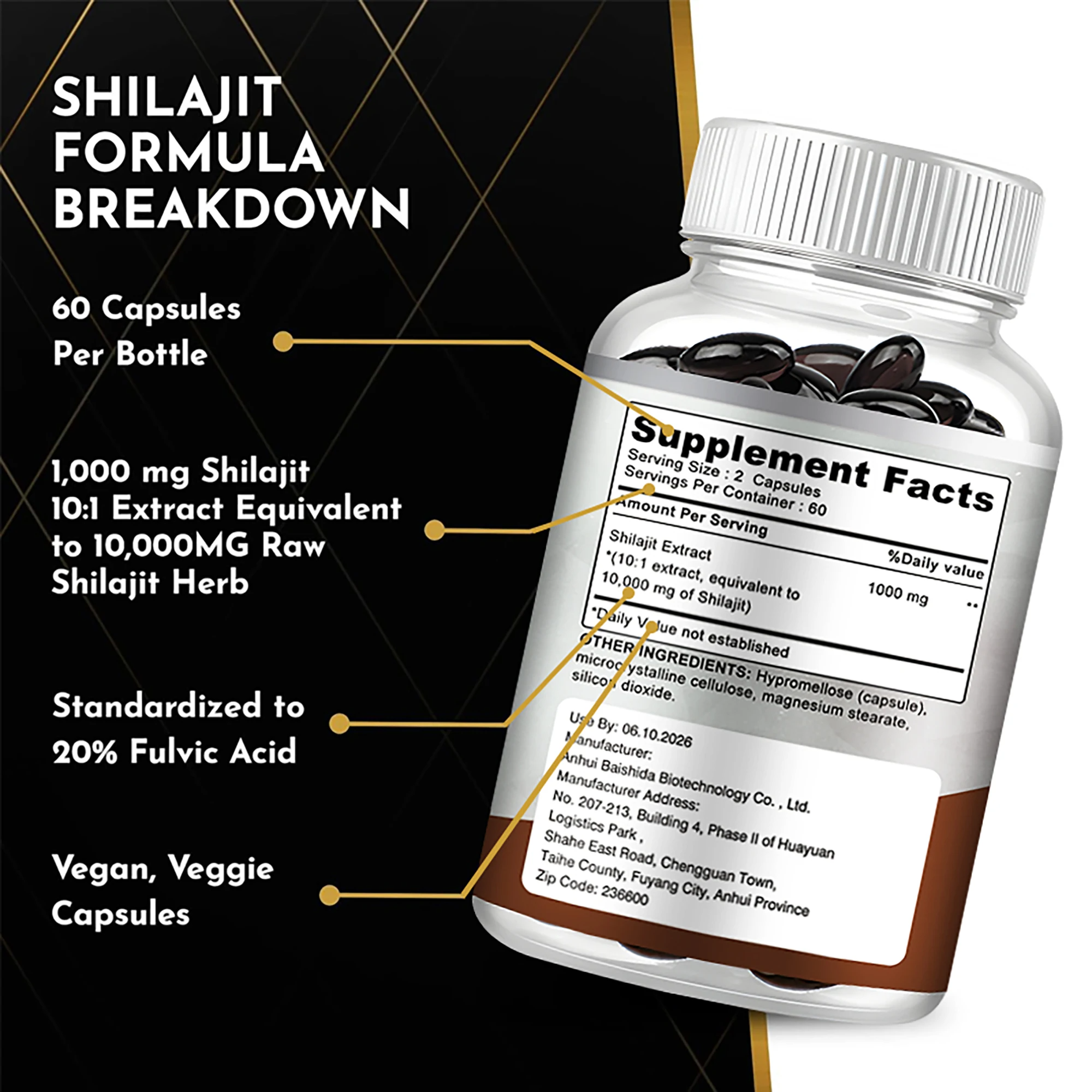 Shilajit Capsules 120ct – Natural Energy & Detox Support
