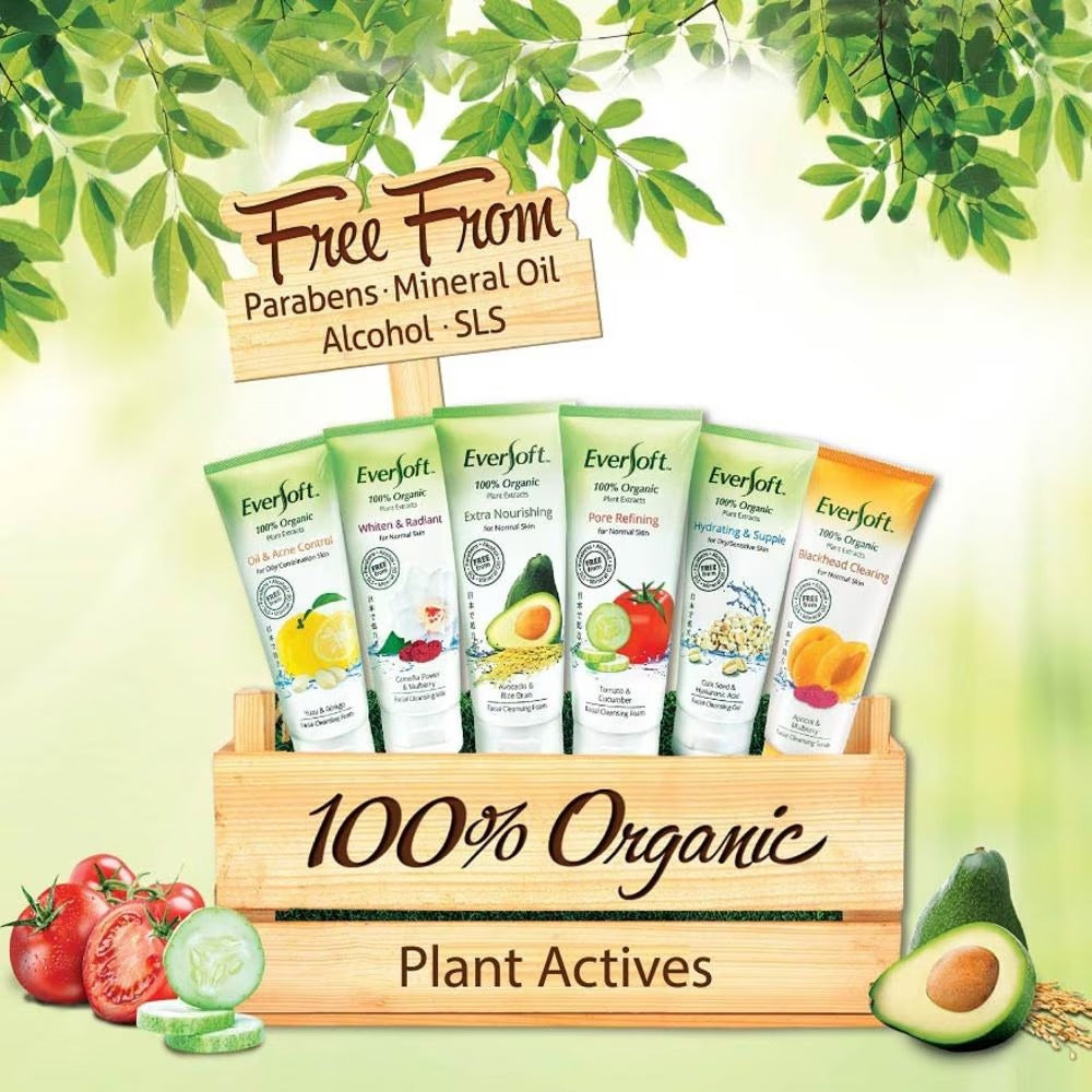 EVERSOFT Organic Tomato & Cucumber Facial Cleanser 100g