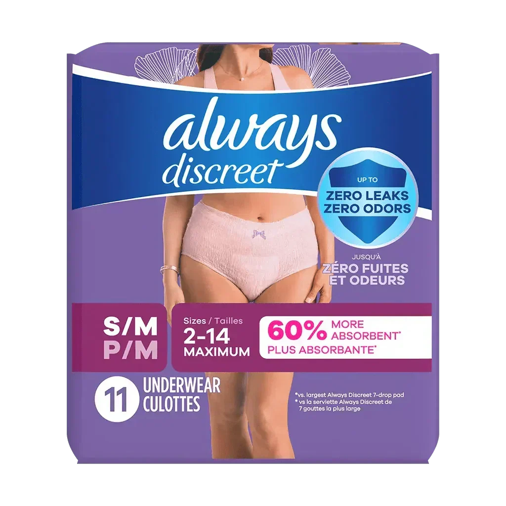 Always Discreet Maximum Protection Underwear.
