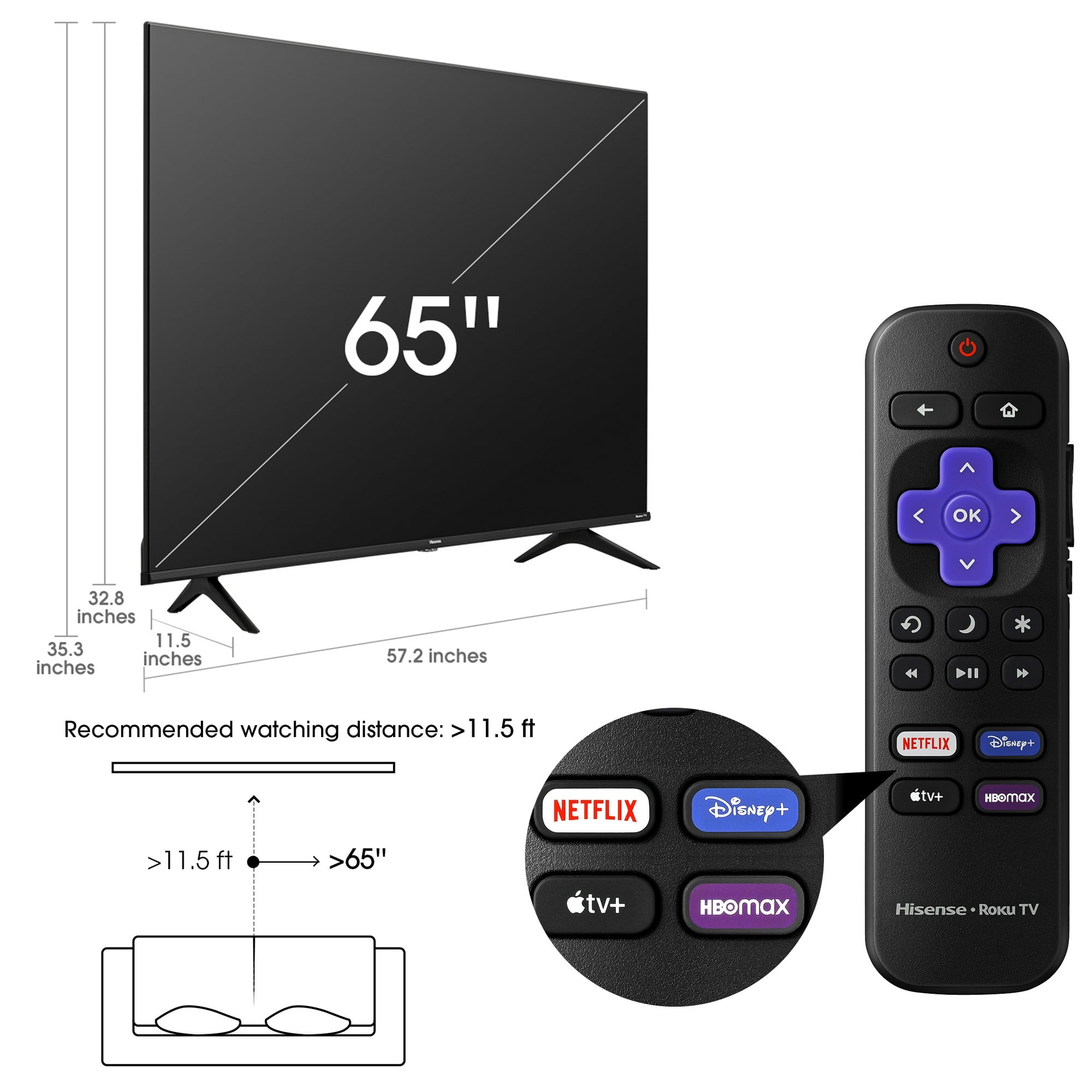 Hisense 65" Class 4K UHD LCD Roku Smart TV HDR R6 Series 65R6E4