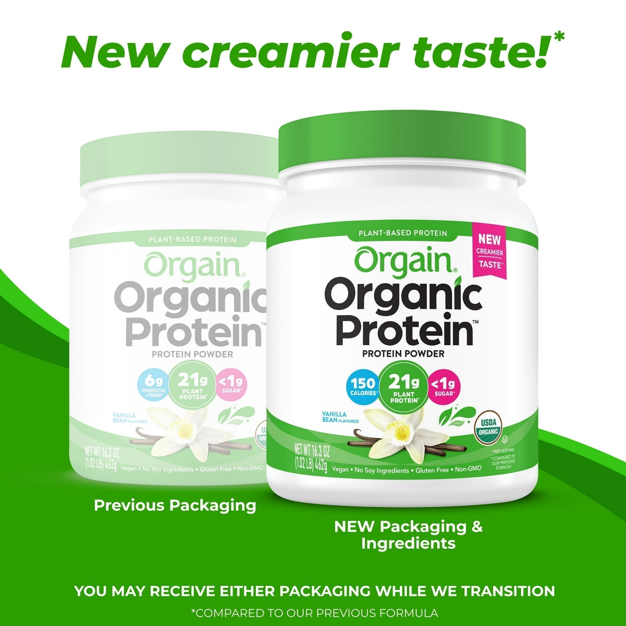 Orgain Organic Vegan 21g Protein Powder, Plant Based Shake Drink, Vanilla Bean 1.02lb