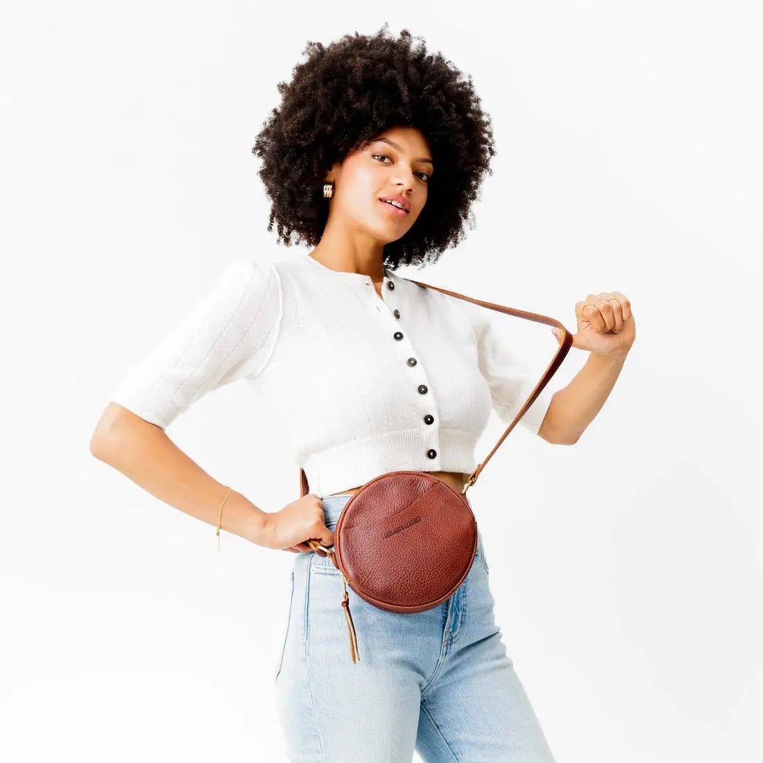 Leather Circle Crossbody.