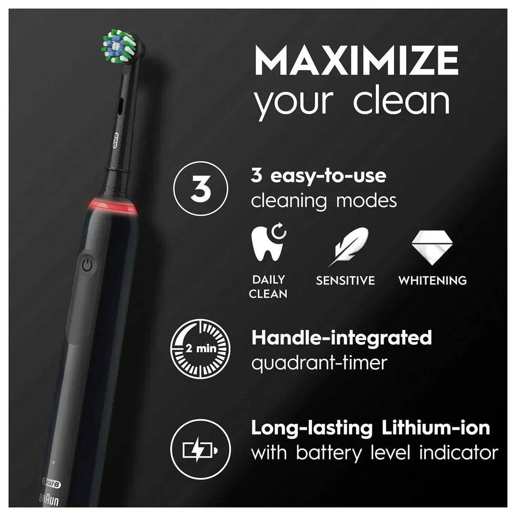 Oral B Pro 3500 Cross Action Black Electric Toothbrush Freedomize.
